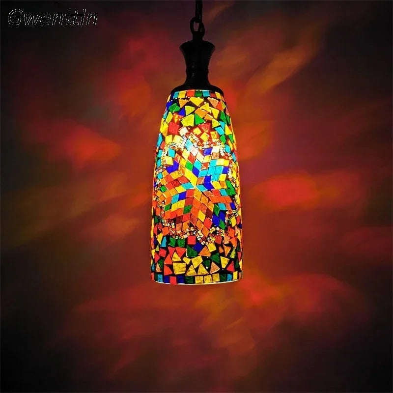 Vintage boheme lampe i farvet glas til boligindretning