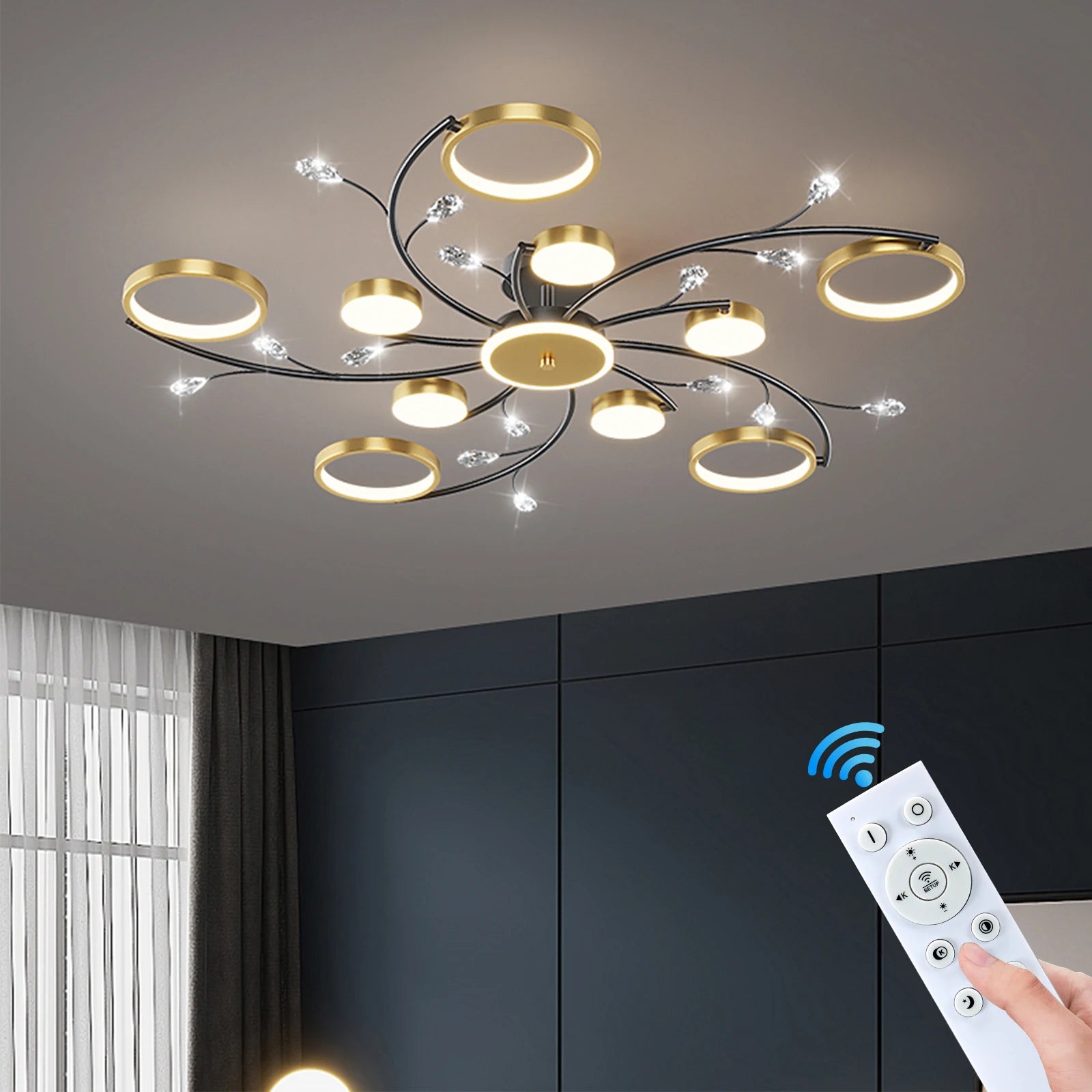 Rund mælkebøtte-loftlampe, kreativt, moderne design, nordisk krystal