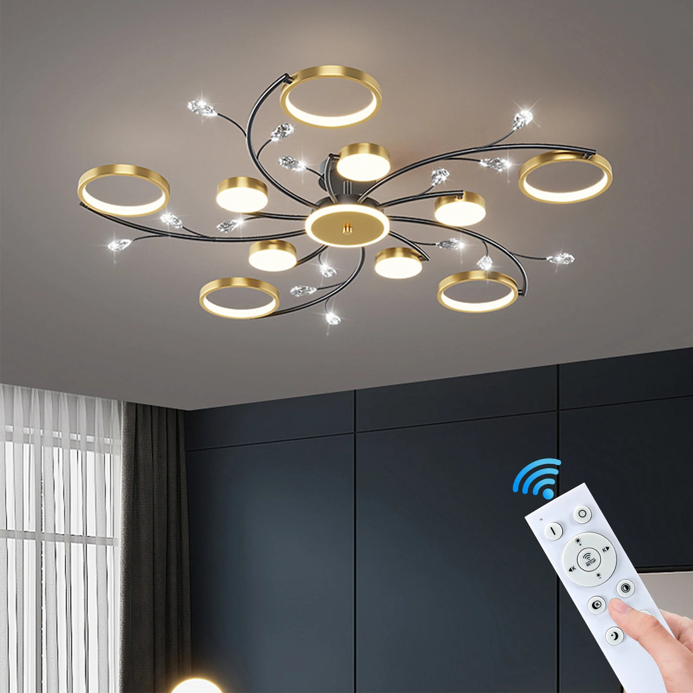 Rund mælkebøtte-loftlampe, kreativt, moderne design, nordisk krystal