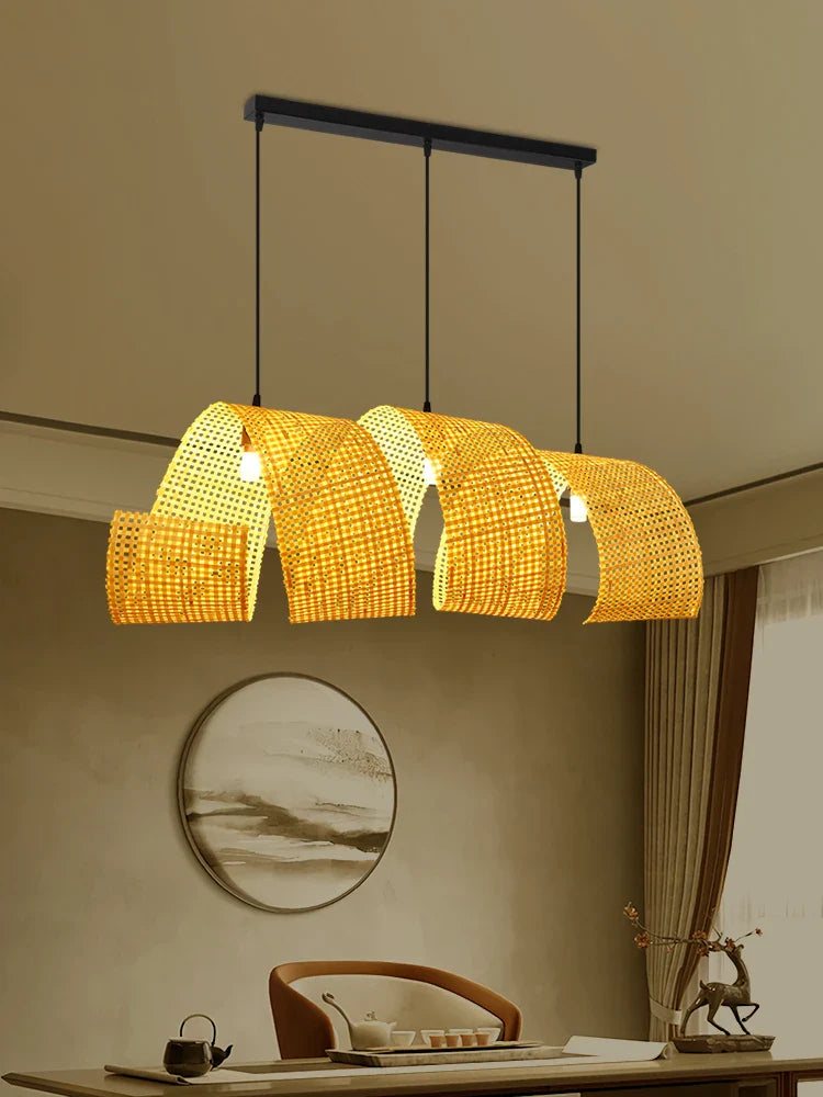 Loftslampe i bambus i japansk stil til asiatisk zen-indretning