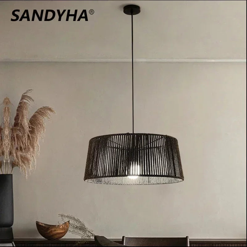 Nordisk Sandyha vævet reb LED-lampe til hjemmet