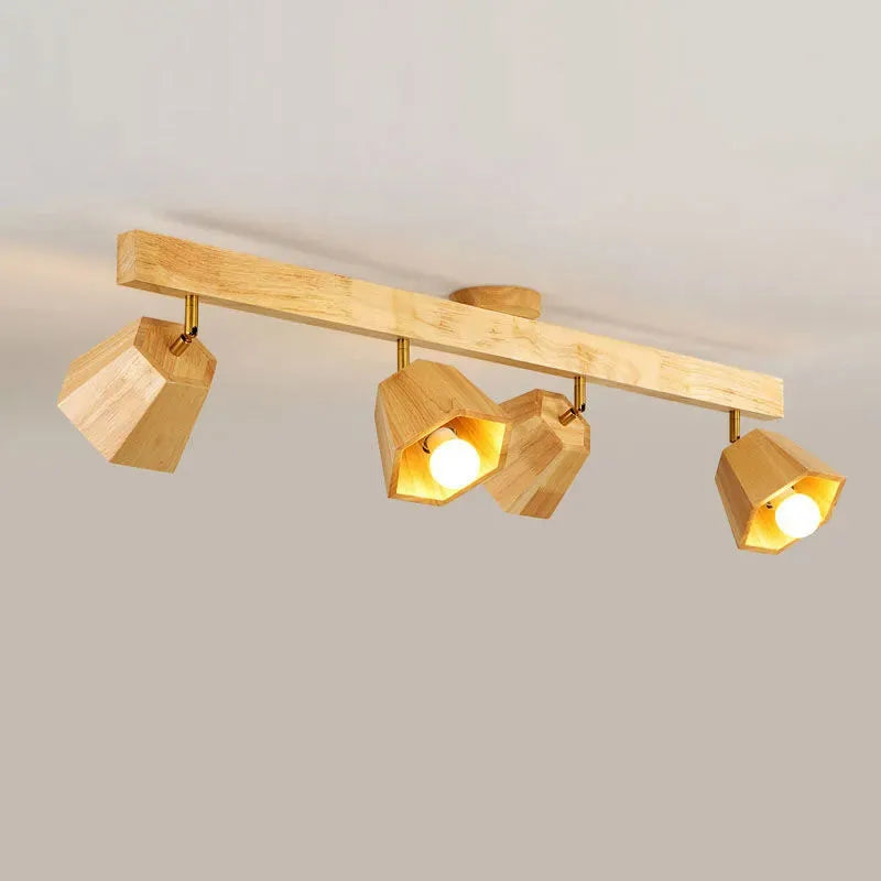 Design LED loftslampe i træ.