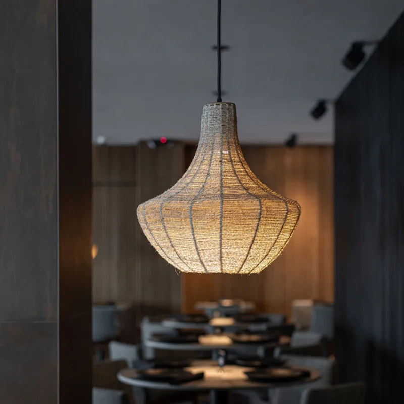 Håndvævet hampetorvslysekrone i Wabi Sabi-stil