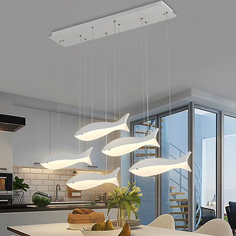 Elegant design LED-lysekrone med akvatisk tema