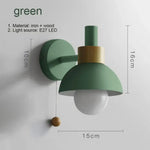 Applique Murale Bois Scandinave Sobre Élégante. Vert / Blanc Chaud (2700-3500K) Chambre