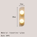 Applique Murale En Pierre Naturelle Élégante Lumière. 2 Lumières / Blanc Chaud (2700-3500K) Chambre