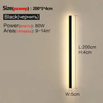 Applique Murale Extérieure Led Design Robuste Lumineux. Noir L200Cm / Blanc Froid (6000K) Chambre