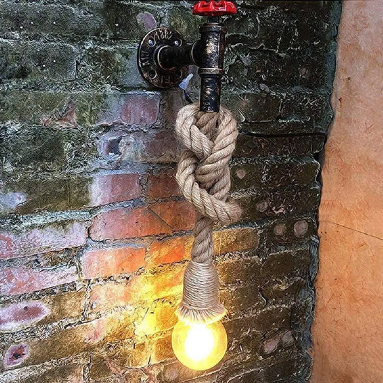 Applique Murale Industrielle Style Vintage Métal Et Cordage Chambre
