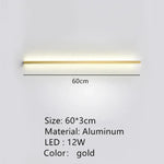 Applique Murale Led Design Contemporain Moderne. 60Cm-Or / Intensité Variable Chambre