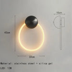 Applique Murale Led Design Élégant Lumière. 1 Anneau-Inox / Blanc Chaud (2700-3500K) Chambre