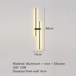 Applique Murale Led Design Élégant Moderne. B-80Cm-Noir / Lumière Naturelle Chambre
