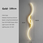 Applique Murale Led Design Minimaliste Chic. Or 100 Cm / Blanc Tricolore Chambre