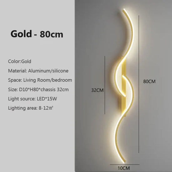 Applique Murale Led Design Minimaliste Chic. Or80Cm / Blanc Froid Chambre