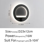 Applique Murale Led Design Scandinave Élégant. Ronde Noire 16W / Blanc Froid (5 500-7 000 K).