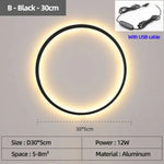 Applique Murale Led Élégante Design Contemporain B Noir Usb 30 Cm / Lumière Chaude Pas De
