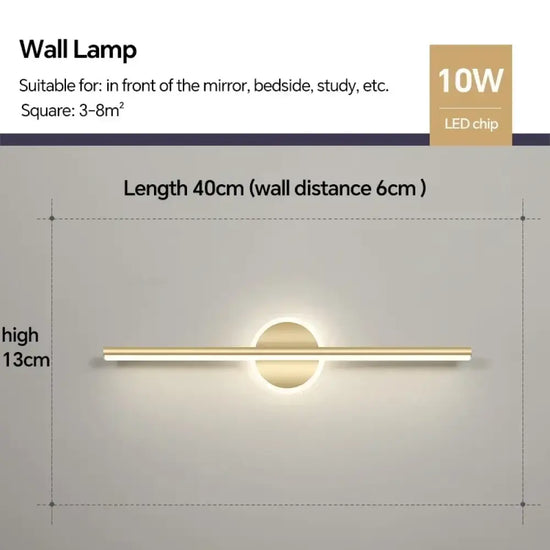 Applique Murale Led Élégante Design Contemporain Typea Or 40Cm / Blanc Chaud Chambre