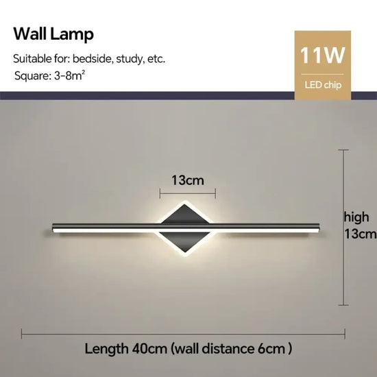 Applique Murale Led Élégante Design Contemporain Typeb Noir 40Cm / Blanc Chaud Chambre