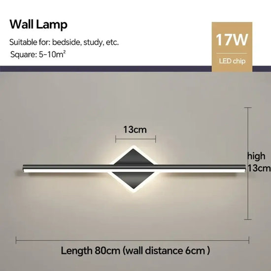 Applique Murale Led Élégante Design Contemporain Typeb Noir 80Cm / Blanc Chaud Chambre