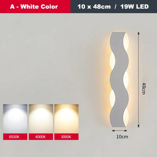 Applique Murale Led Élégante Design Minimaliste Un Blanc 10X48Cm / Chaud (2700-3500K) Chambre
