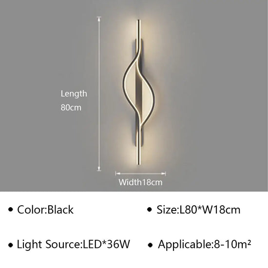 Applique Murale Led Élégante Et Contemporaine Noir E 80Cm / Tricolore (Pas De Rc) Chambre