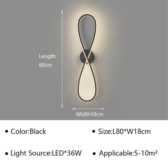 Applique Murale Led Élégante Et Contemporaine Noir I 80Cm / Tricolore (Pas De Rc) Chambre