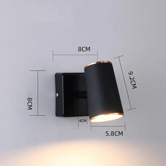 Applique Murale Led Élégante Minimaliste Design. A Noir / Lumière Chaude 3000K Chambre