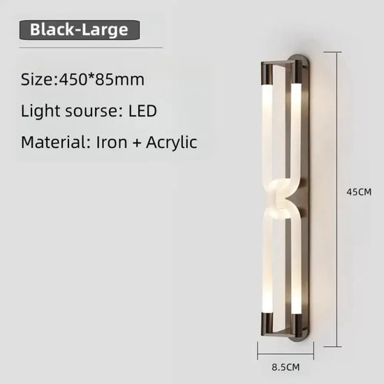 Applique Murale Led Élégante Minimaliste Design. Noir-Grand Chambre