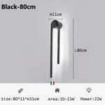 Applique Murale Led Élégante Minimaliste Scandinave Noir-80Cm / Changeable Applique Chambre