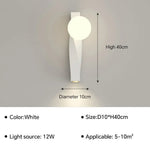 Applique Murale Led Épurée Minimaliste Scandinave C-40Cm Blanc / Lumière Tricolore Chambre