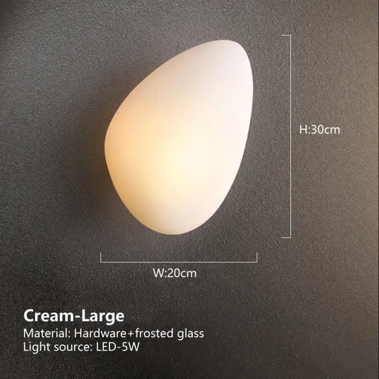 Applique Murale Led Galets Scandinave Élégante Minimaliste. Crème-Grand / Lumière Blanche Chambre
