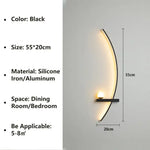 Applique Murale Led Moderne Et Élégante Noir Droite 55Cm / Gradation Continue (Rc) Chambre