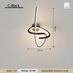 Applique Murale Led Spirale Élégante Design. C Noir / Lumière Blanche C.a. 220 V-240 V Chambre