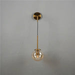 Applique Murale Led Vintage Design Élégant Verre Ambre Doré / Diamètre Boule 15Cm Chambre