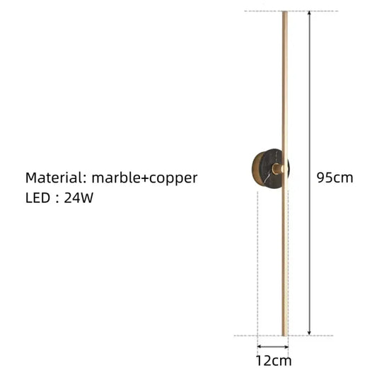 Applique Murale Minimaliste Design Élégant Chic. 95Cm-Marbre Noir / Lumière Chaude Chambre