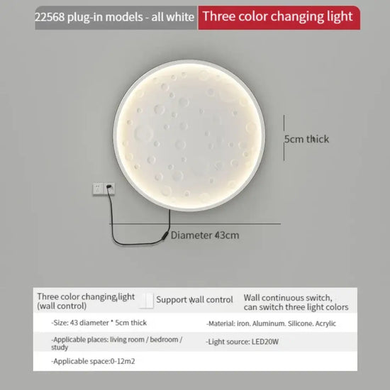 Applique Murale Ronde Élégante Usb Design Minimaliste Blanc-Tricolore Clair / Ca 110 V Chambre
