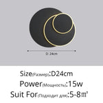 Applique Murale Scandinave Lumineuse Minimaliste. Noir Style D 15W / 3 Couleurs Pas De