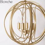 Cage Suspension Sphérique Dorée Country Luminaire Chambre