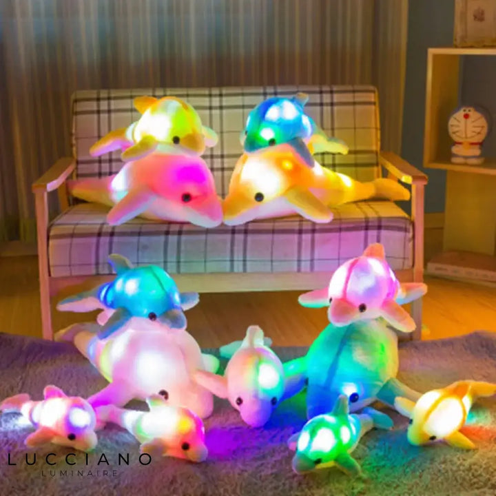 Coussin lumineux en peluche doux en forme de dauphin