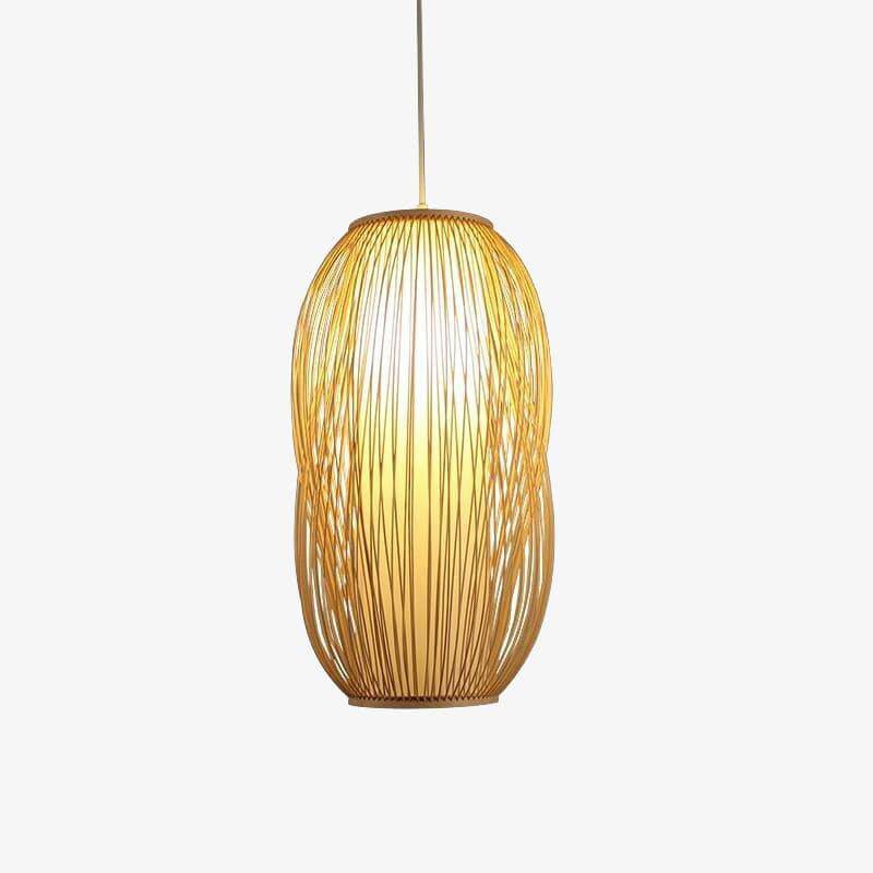 Rund LED-pendel med rottingstænger Shade