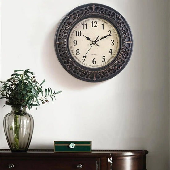 Horloge Métal Vintage 25Cm Antique Luminaire Doré