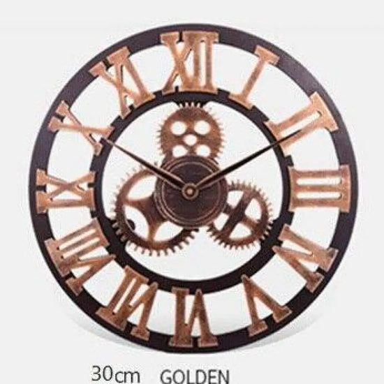 Horloge Murale Métal Vintage Chiffres Doré - Romain / 35Cm Luminaire Doré