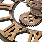 Horloge Murale Métal Vintage Chiffres Luminaire Doré