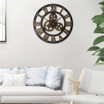 Horloge Murale Métal Vintage Chiffres Luminaire Doré