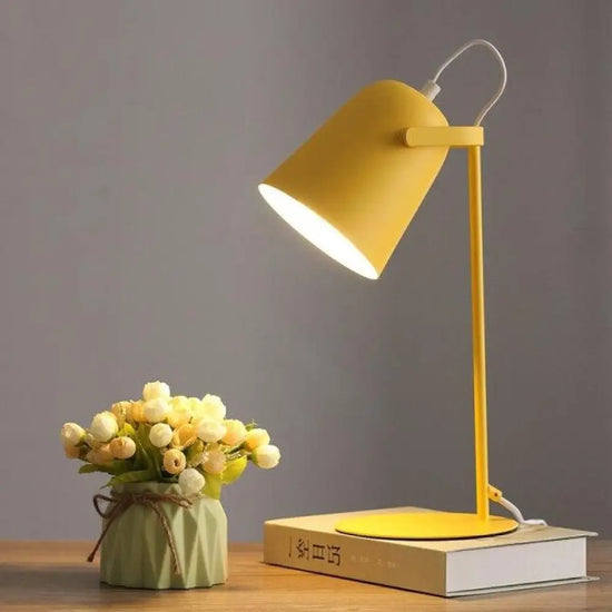 Lampe Bureau Moderne Abat-Jour Coloré Jaune Luminaire Chambre