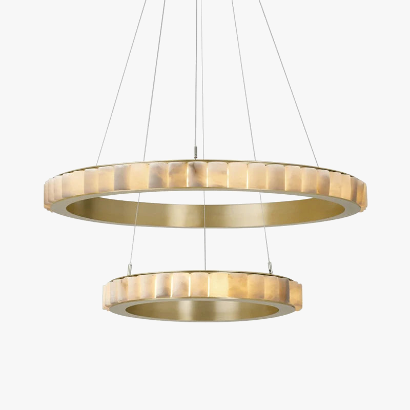 Designer LED ring lysekrone postmodern marmor sort guld rundt design til spisestuen