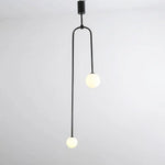 Led Suspension Fly Double Boule Verre Noir Luminaire Doré