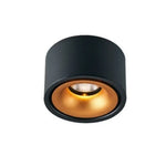 Lory Led Spot Enc. Métal Rond Noir Et Doré / 12W Naturelle - Dimmable Luminaire Chambre
