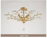 Lustre Arbre Vintage En Cristal Doré Luminaire Chambre