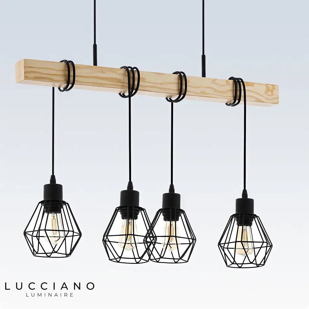 Lustre Bois Et Noir