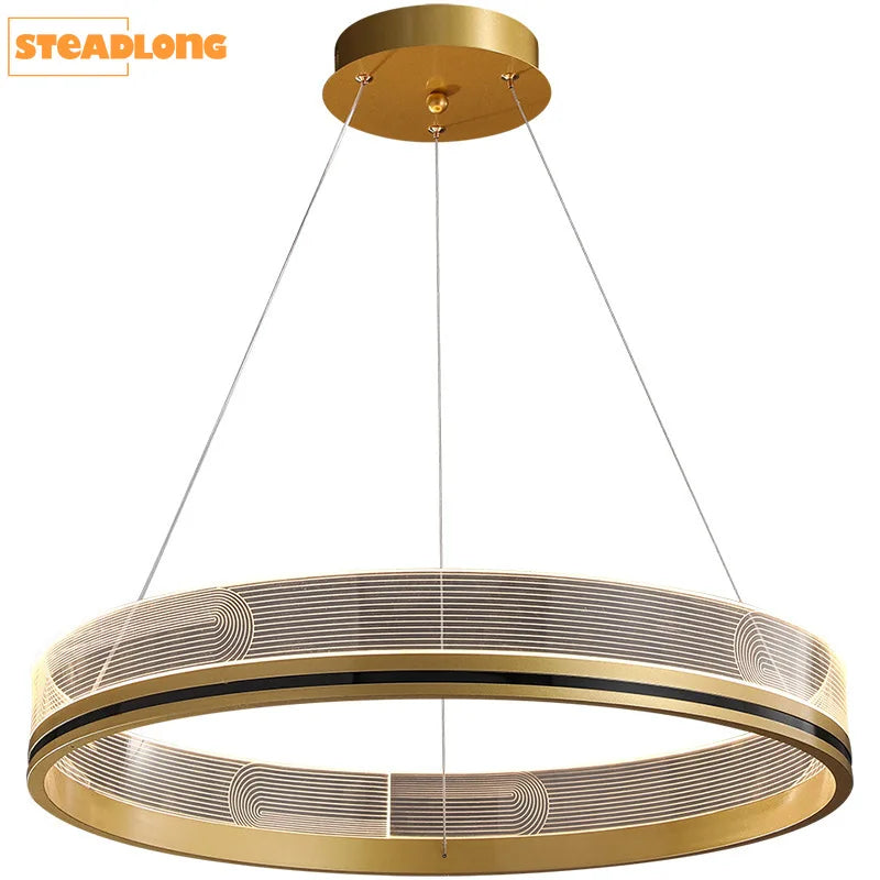 Moderne italiensk luksuslysekrone, kreativ simpel akrylringlampe